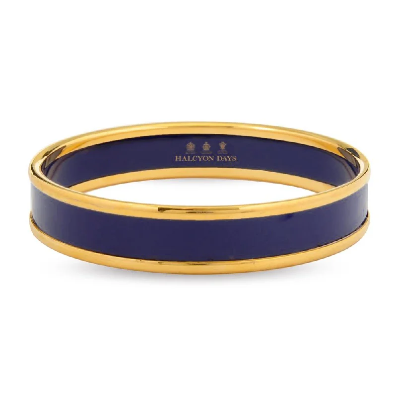 Halcyon Days 1cm Navy & Gold Enamel Bangle