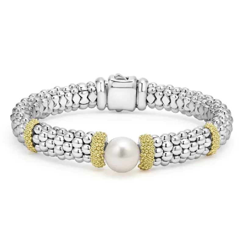 Lagos Luna Two-Tone Pearl Caviar Bracelet, 9mm