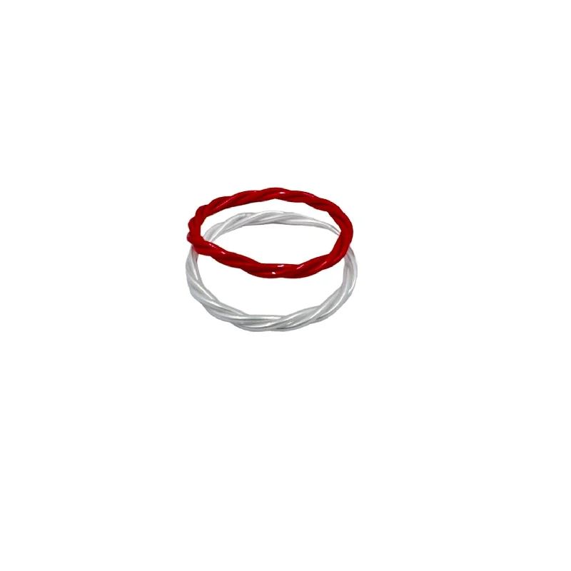 Nydia Silicone Red and White Twist Bracelet