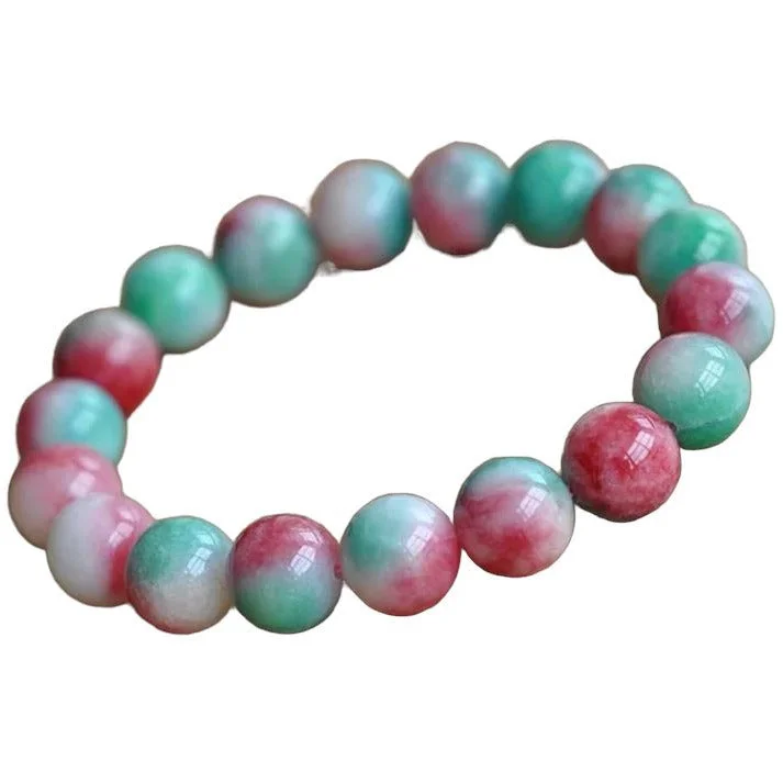 Pink and Green Jade Bracelet