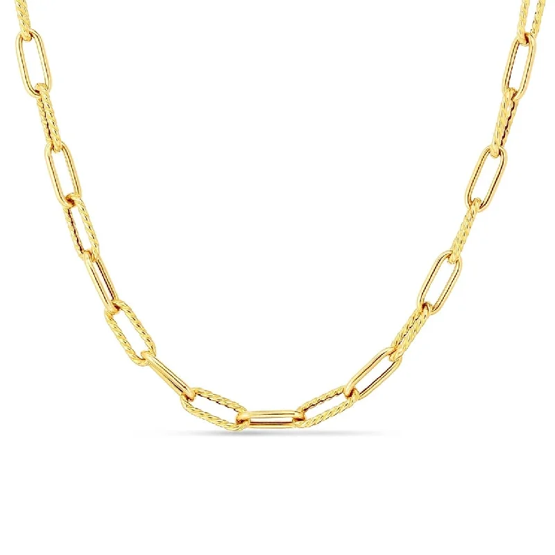 ROBERTO COIN Mixed Texture Paperclip Chain Necklace