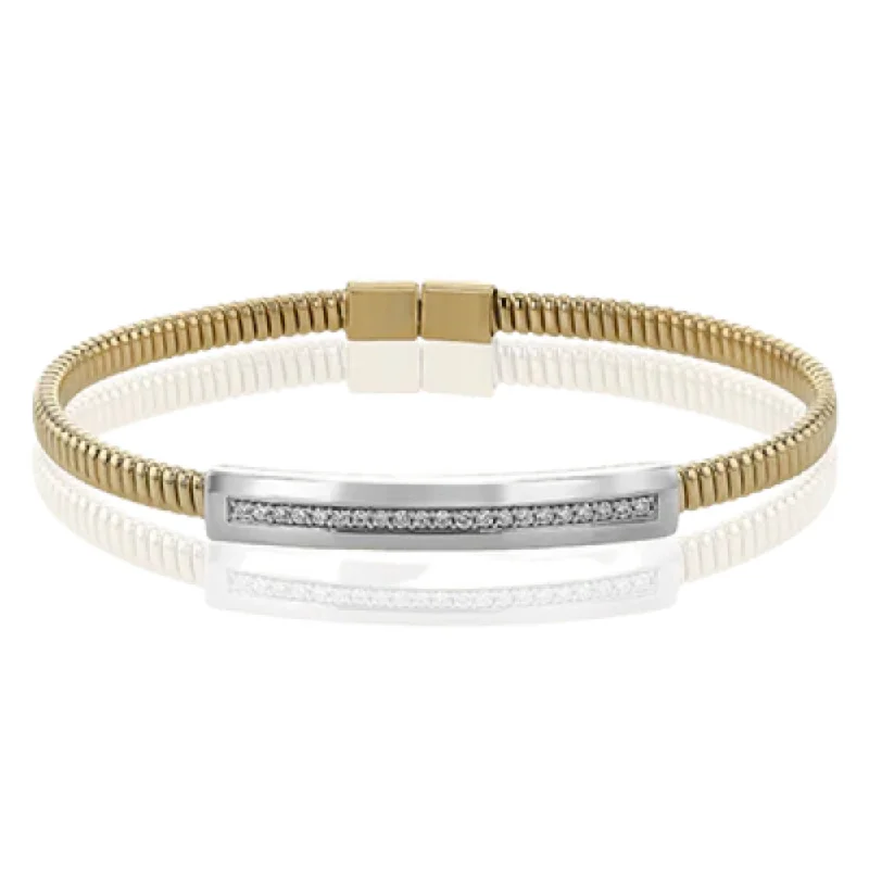 Simon G. 18k Two-Tone Cable Bangle with Diamonds