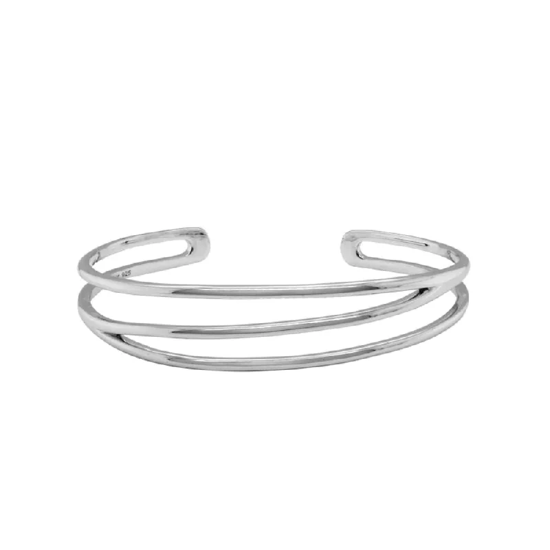 Sterling Silver 3 Strand Cuff Bracelet