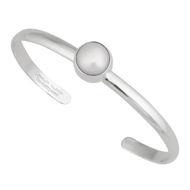 Sterling Silver Pearl Mini Cuff