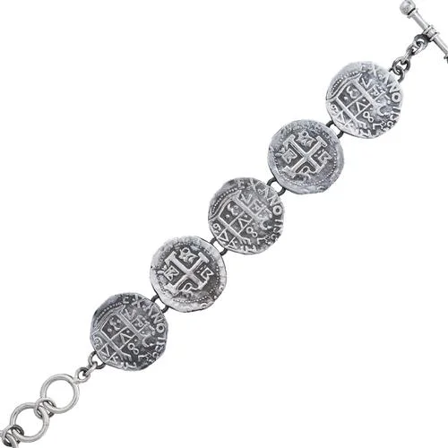 Sterling Silver Replica Treasure Coin Bracelet