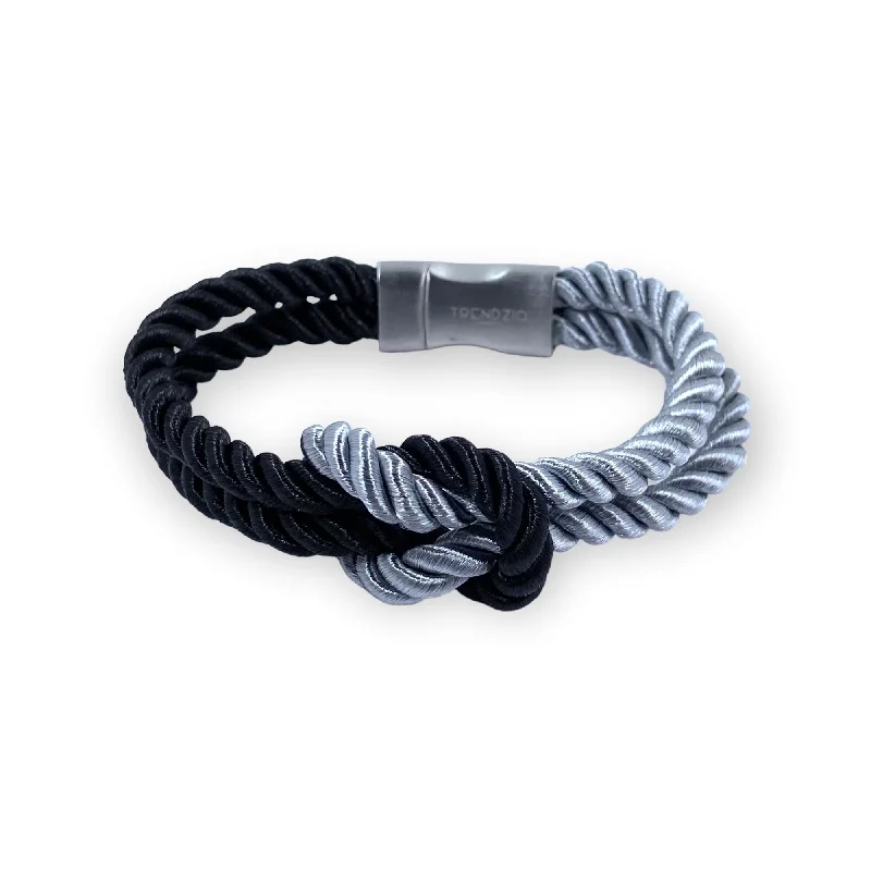 The Original Love Knot Satin Rope Bracelet- Black and Grey