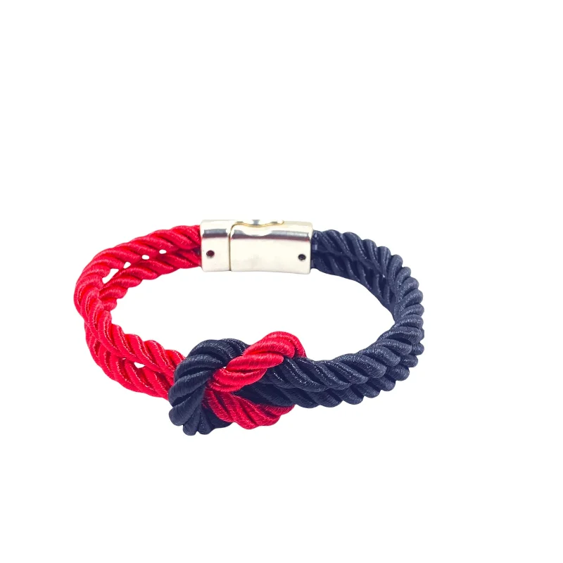 The Original Love Knot Satin Rope Bracelet- Black and Red