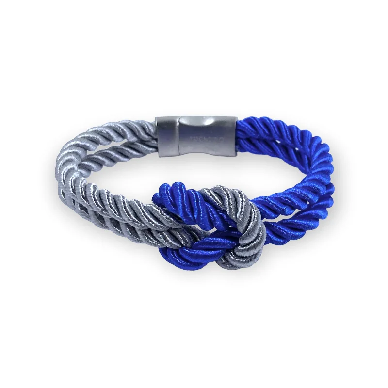 The Original Love Knot Satin Rope Bracelet- Blue and Grey