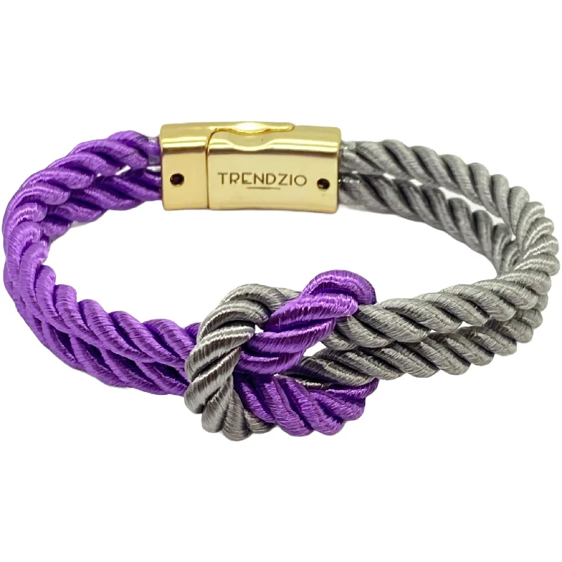 The Original Love Knot Satin Rope Bracelet- Grey and Purple