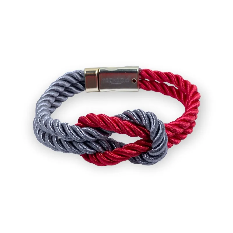 The Original Love Knot Satin Rope Bracelet Grey and Red