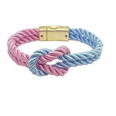 The Original Love Knot Satin Rope Bracelet- Light Blue and Pink