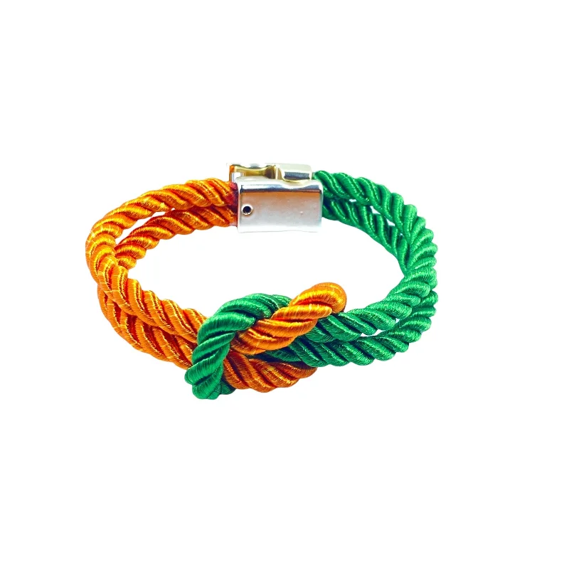 The Original Love Knot Satin Rope Bracelet- Orange and Green