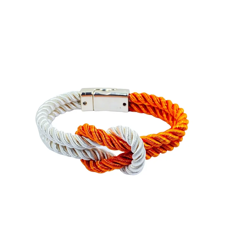 The Original Love Knot Satin Rope Bracelet- Orange and White