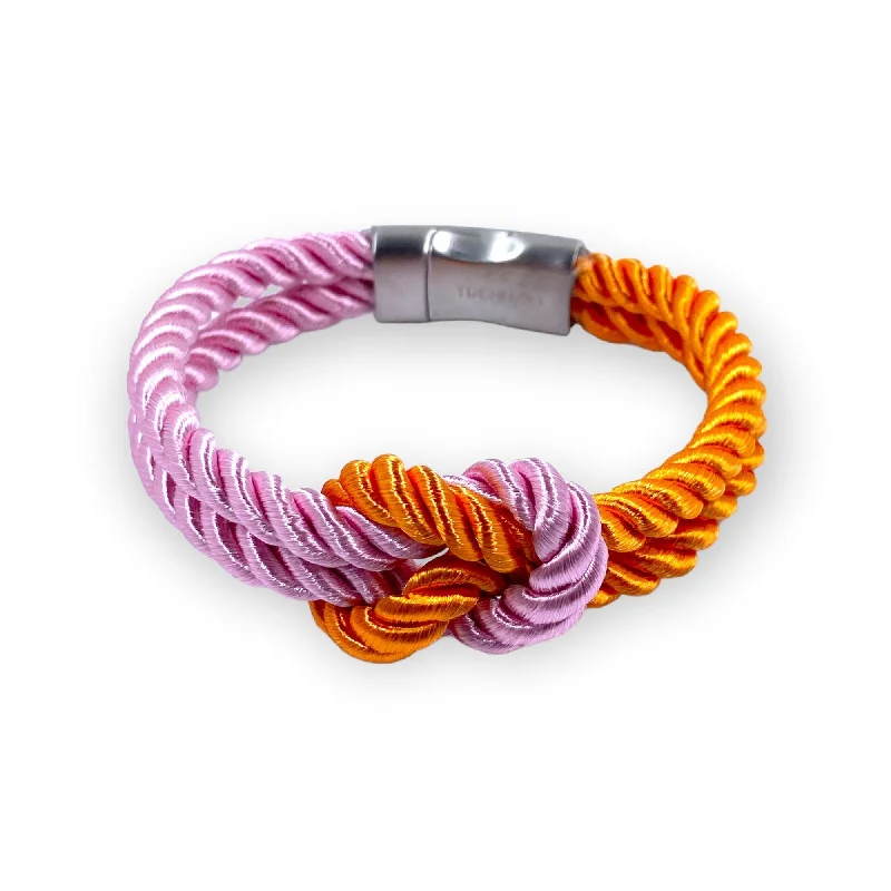 The Original Love Knot Satin Rope Bracelet Pink and Orange