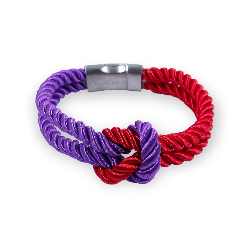 The Original Love Knot Satin Rope Bracelet Purple and Red