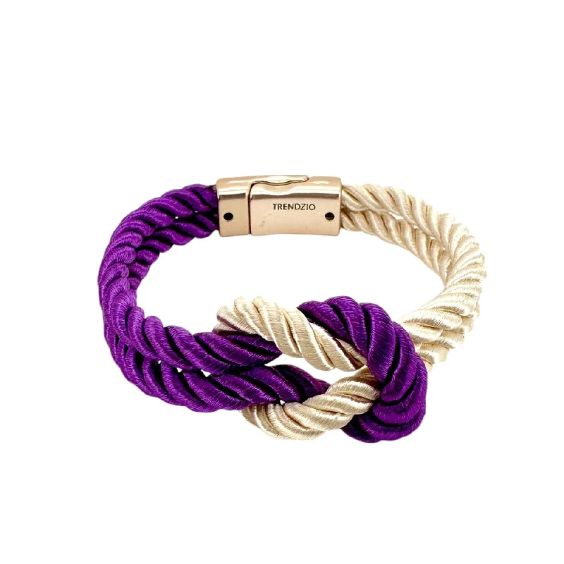 The Original Love Knot Satin Rope Bracelet- Purple and White