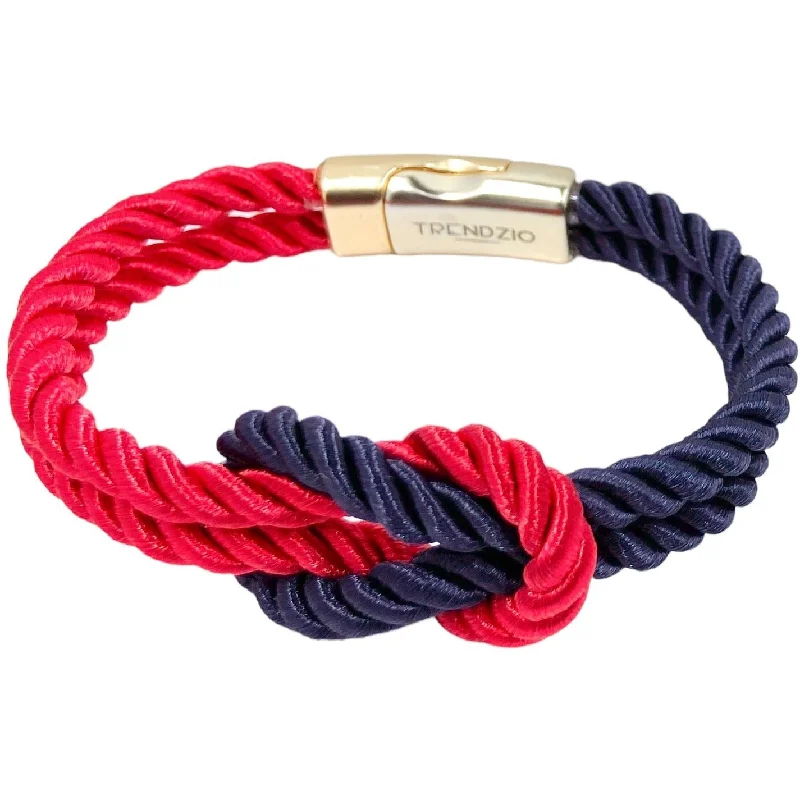 The Original Love Knot Satin Rope Bracelet- Red and Navy Blue