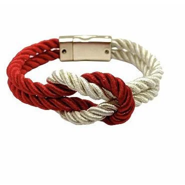 The Original Love Knot Satin Rope Bracelet- Red and White